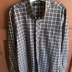 Greg Norman Collection Burgundy and Green Plaid Button-Down Shirt